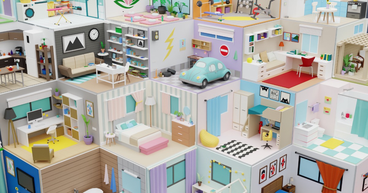 Low Poly Rooms Interior | 3D Interior | Unity Asset Store