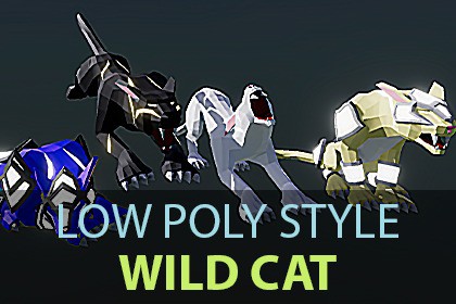 Low Poly Style Wild Cat