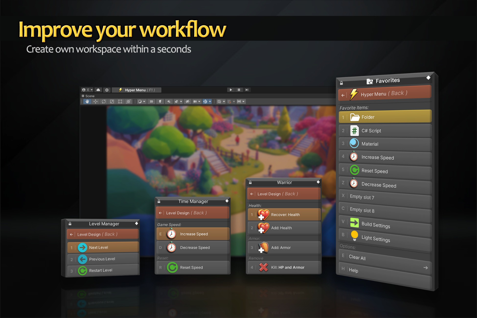 Unity Engine Workflow Hyper Menu - Upgrade Main Menu | Create Your Workflow | 유틸리티 도구 | Unity ...