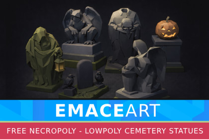 Low Poly Cemetery Statue Kit with LODs