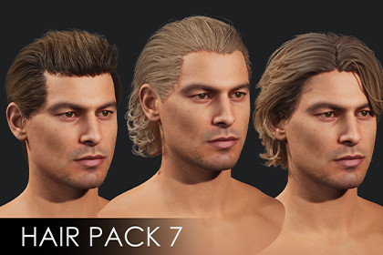 Realistic male hairstyles, pack #7 | Rigged hair, game-ready, low-poly