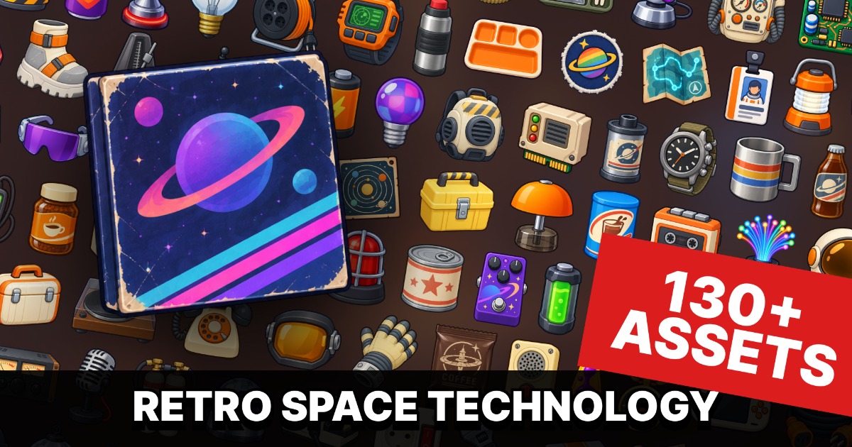 Retro Sci-Fi Space Technology Electronics Equipment Icons Pack by Neprosto Assets