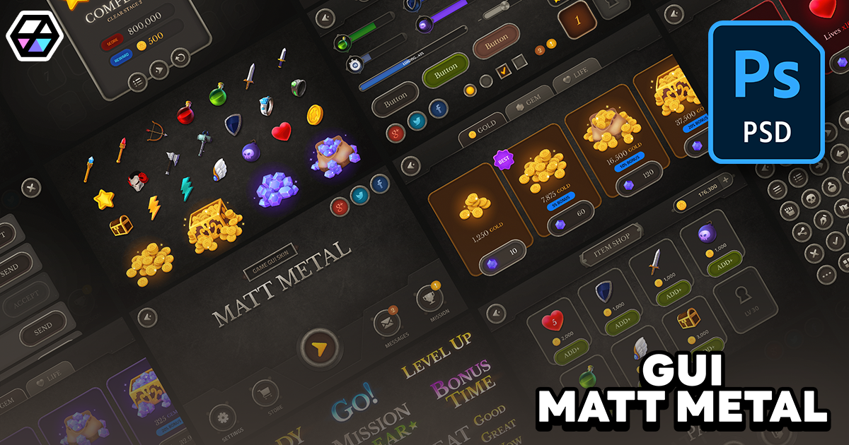 GUI - Matt Metal | 2D GUI | Unity Asset Store