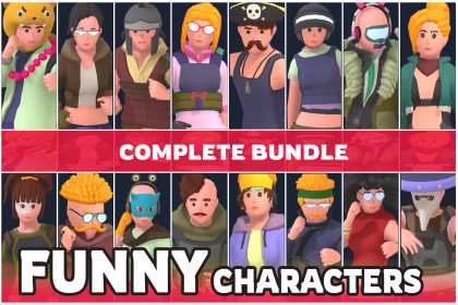 Customizable 3D Funny Characters Bundle