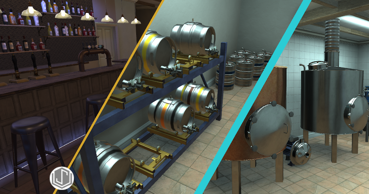 Pub & Micro Brewery Modular Asset Pack | 3D Industrial | Unity Asset Store