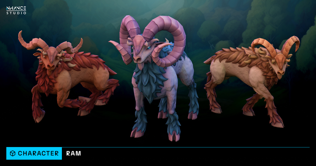 Stylized Modular Ram | 3D Animals | Unity Asset Store