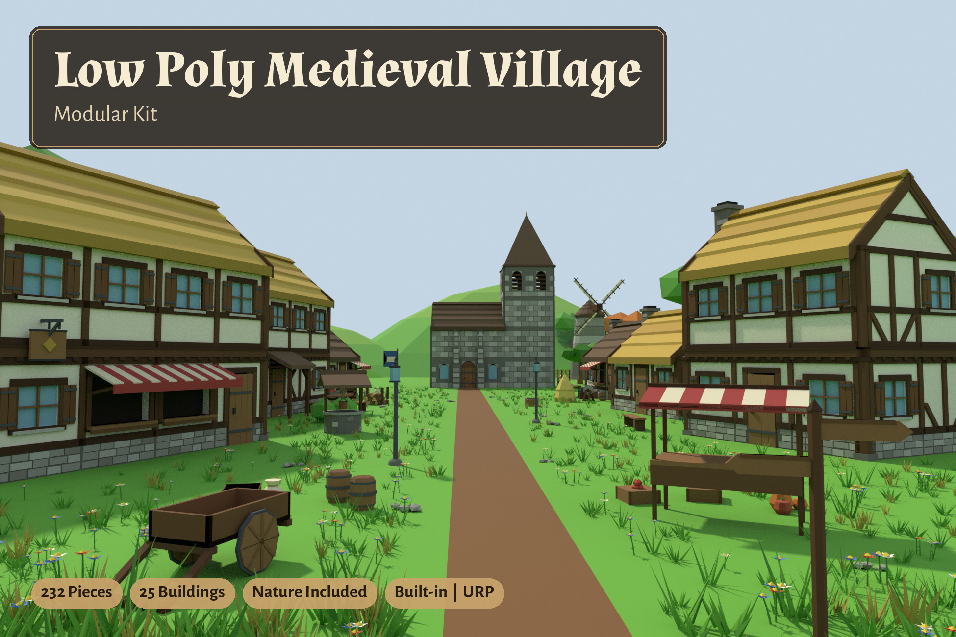 Low Poly Medieval Village - Modular Kit