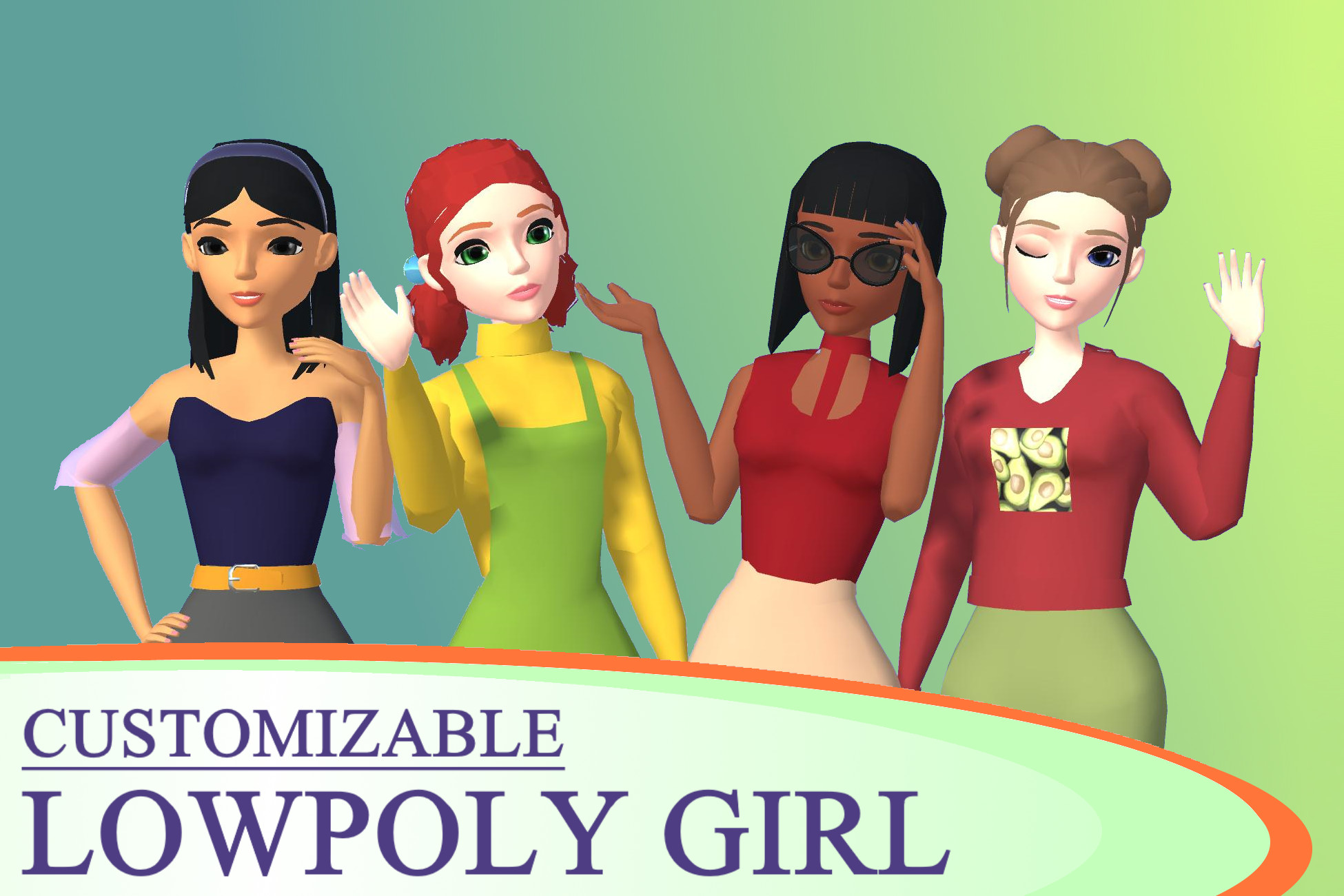 Girl Unity Customizable Lowpoly Girl | 3D Characters | Unity Asset Store