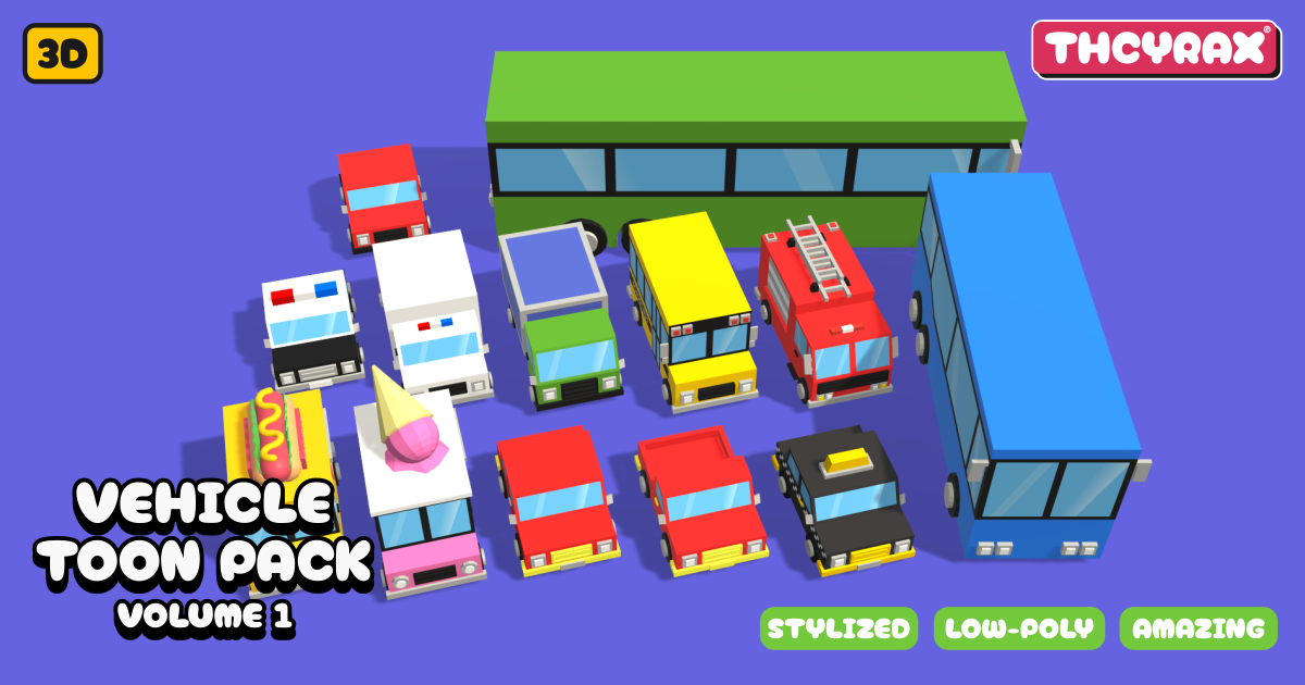 Unity Asset Vehicles VEHICLE TOON PACK - VOLUME 1 | 3D Vehicles | Unity Asset Store