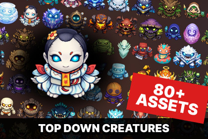 Top Down Chibi Elemental Monsters and Dungeon Boss Icons Pack for RPG Games