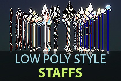 Low Poly Style Staffs