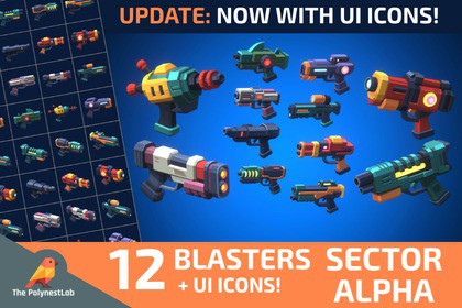 Sci-Fi Low Poly Energy Blasters - Sector Alpha | Cosmic Retro