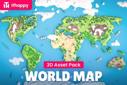 World Map - Low Poly 3D Models Pack