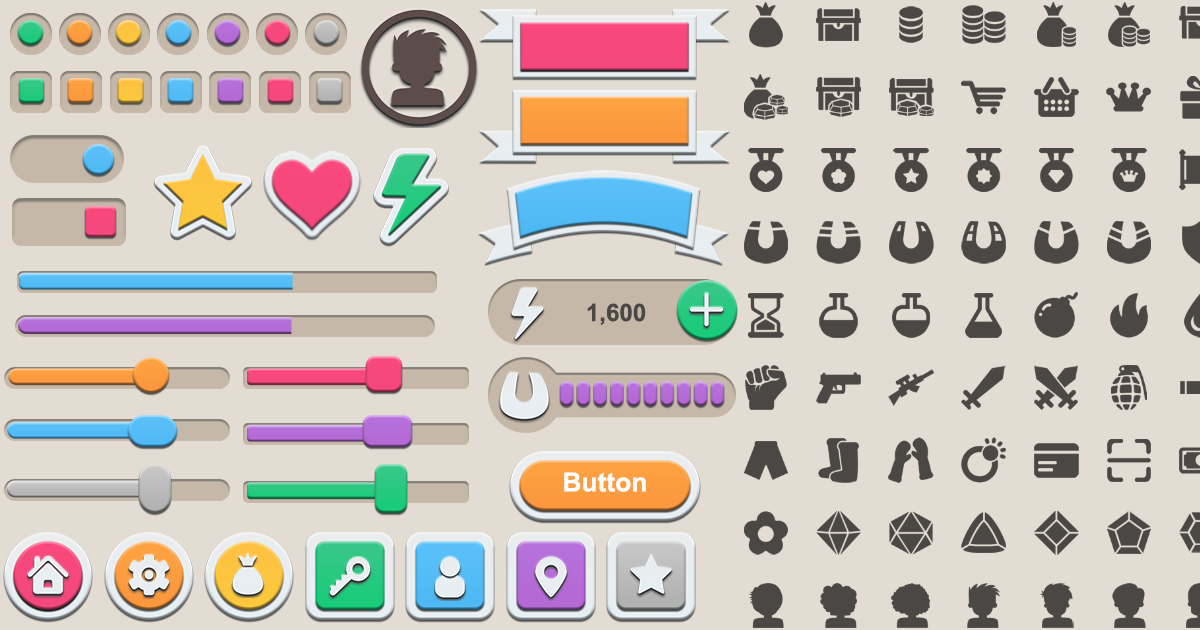 Store Icon Gui Flat Cartoon GUI Pack | 2D Icons | Unity Asset Store
