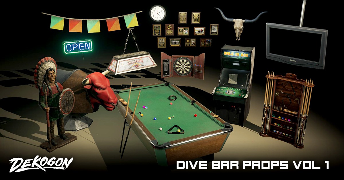 Bar Asset Unity Restaurant and Dive Bar Props VOL.1 | 3D Furniture | Unity Asset Store