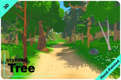 Simple Tree Package (stylized , hand-painted, 3D, LOD)