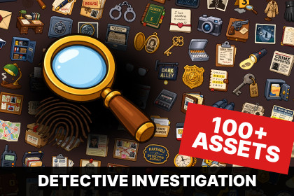 Detective Mystery Investigation Evidence Crime Case Files Icons Pack