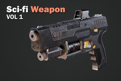 Sci-fi Weapon - Game Ready Pistol