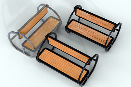 Modern Folding Bench and Table Set 3 Color Variants 3D Model