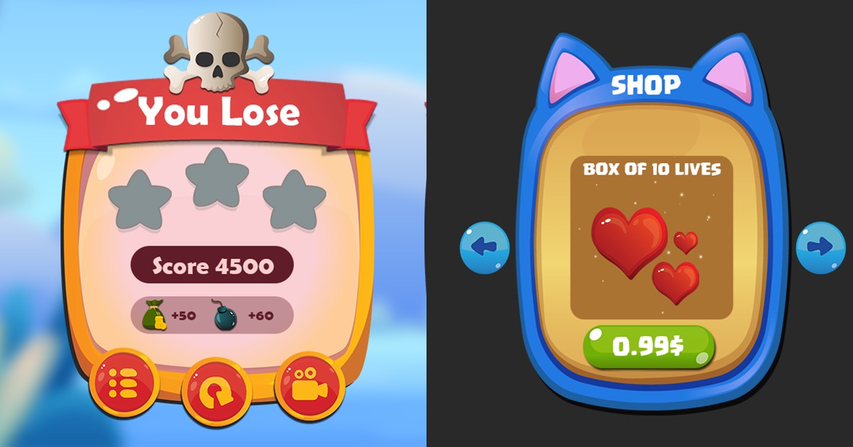 Combo of Awesome Game UI Pack, Button Pack and Icon pack 18 and 19 | 2D ...