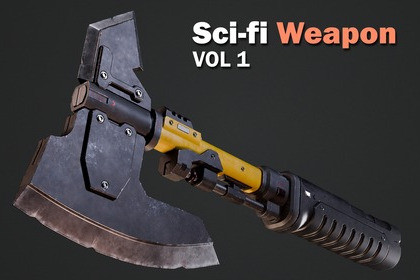 Sci-fi Weapon - Game Ready Axe