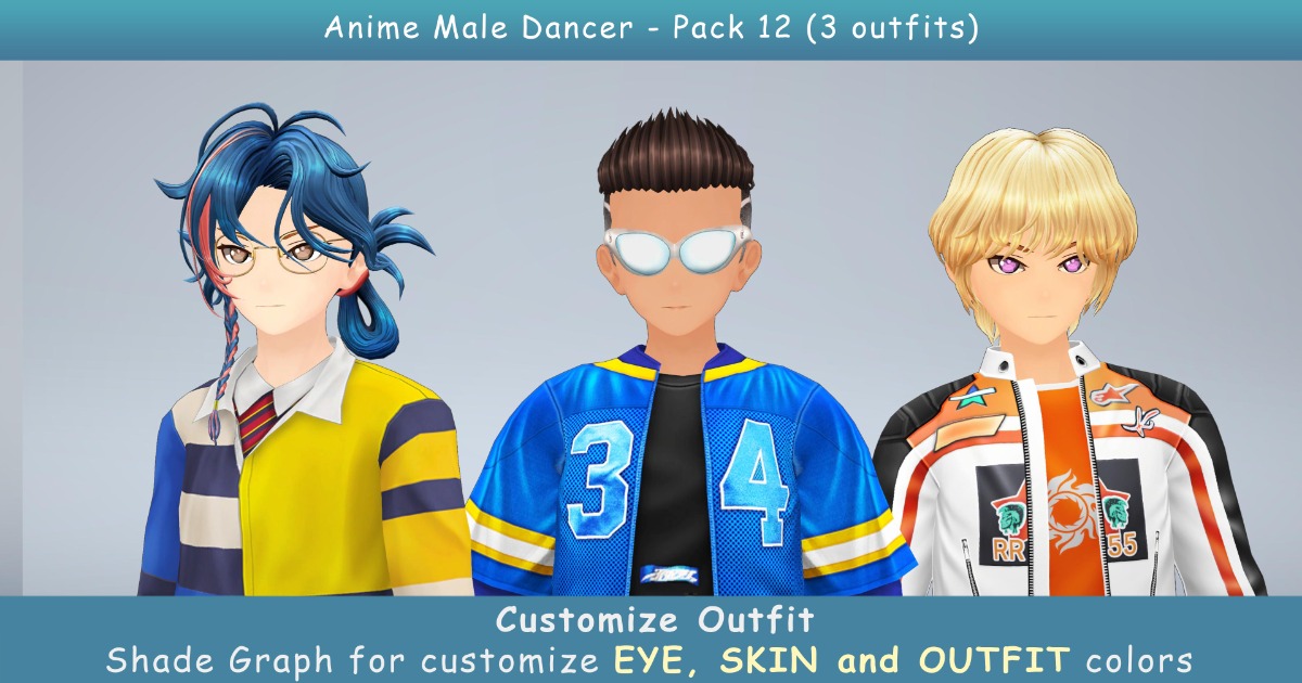 Anime Male Dancer - Pack 12 (3 outfits)