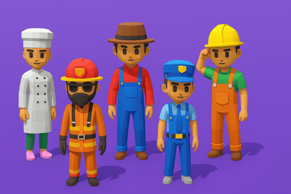 Job Character Pack - Low Poly