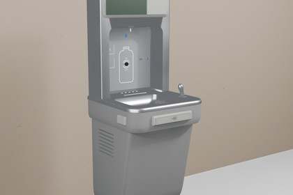 Wall Drinking Fountain with Bottle Filler (Rigged, Running Water)
