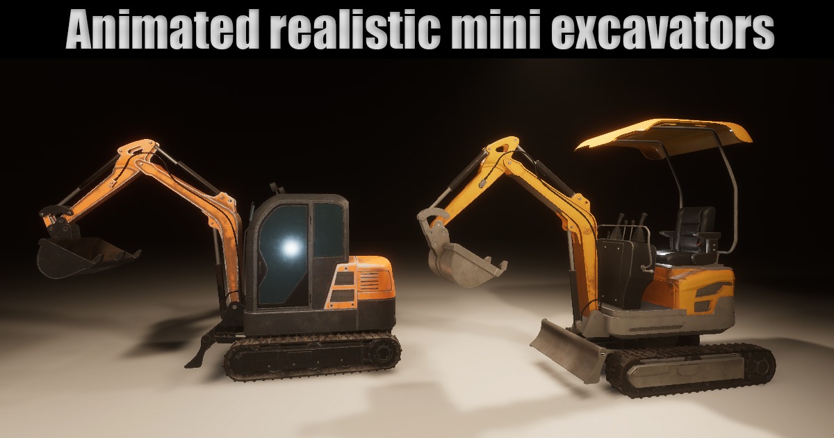Excavator Unity Model Animated realistic mini excavators | 3D Vehicles | Unity Asset Store