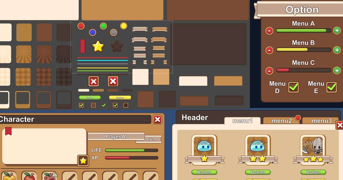 Unity Gui Assets GUISet_Brown | 2D GUI | Unity Asset Store