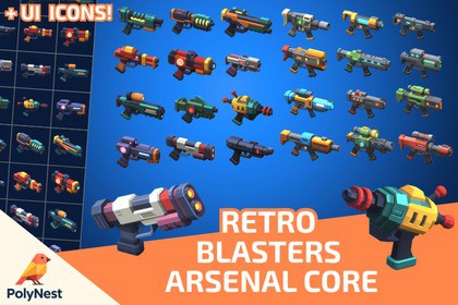 Sci-Fi Low Poly Energy Blasters - Arsenal Core (24 Weapons)