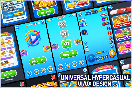 Universal Hypercasual UI Kit – 2D Game UI, HUD, Menus & GUI