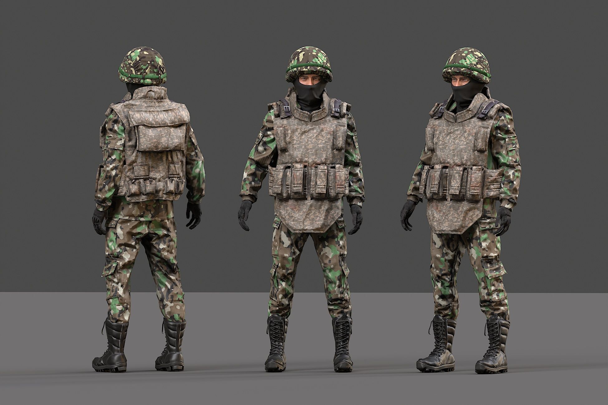 Soldier in camouflage vest and helmet | Characters | Unity Asset Store