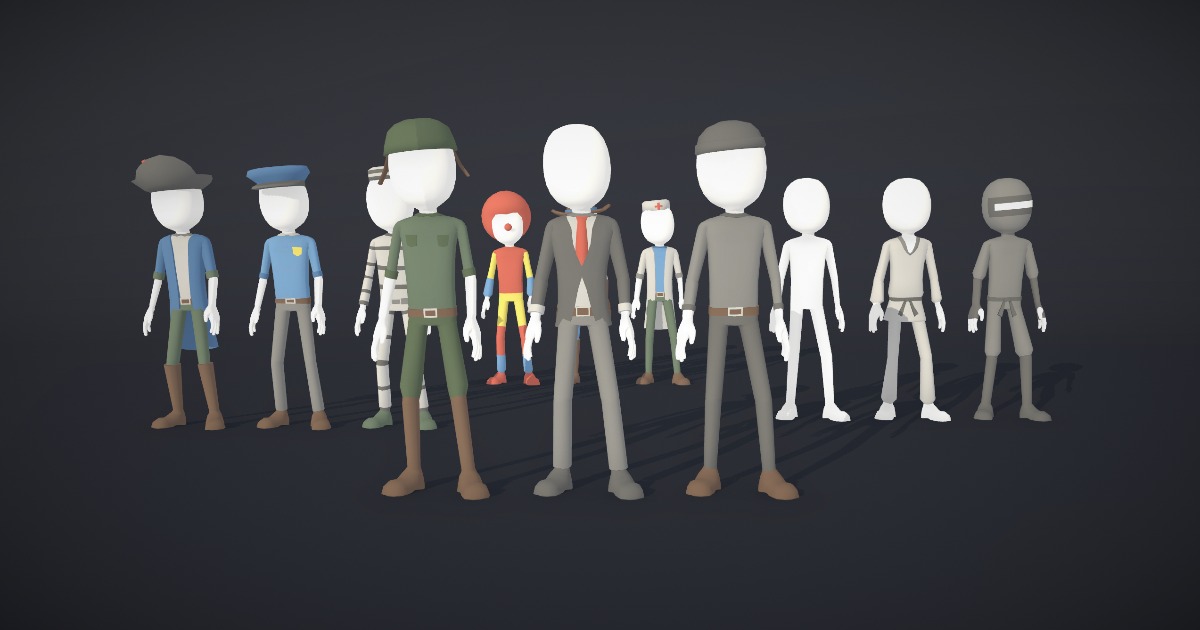 Unity Stick Men Hyper-Casual Stickmans with Skins | 3D 人形角色 | Unity Asset Store