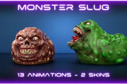 Monster Slug, a slimy creature for horror games. animated character with 2 skins