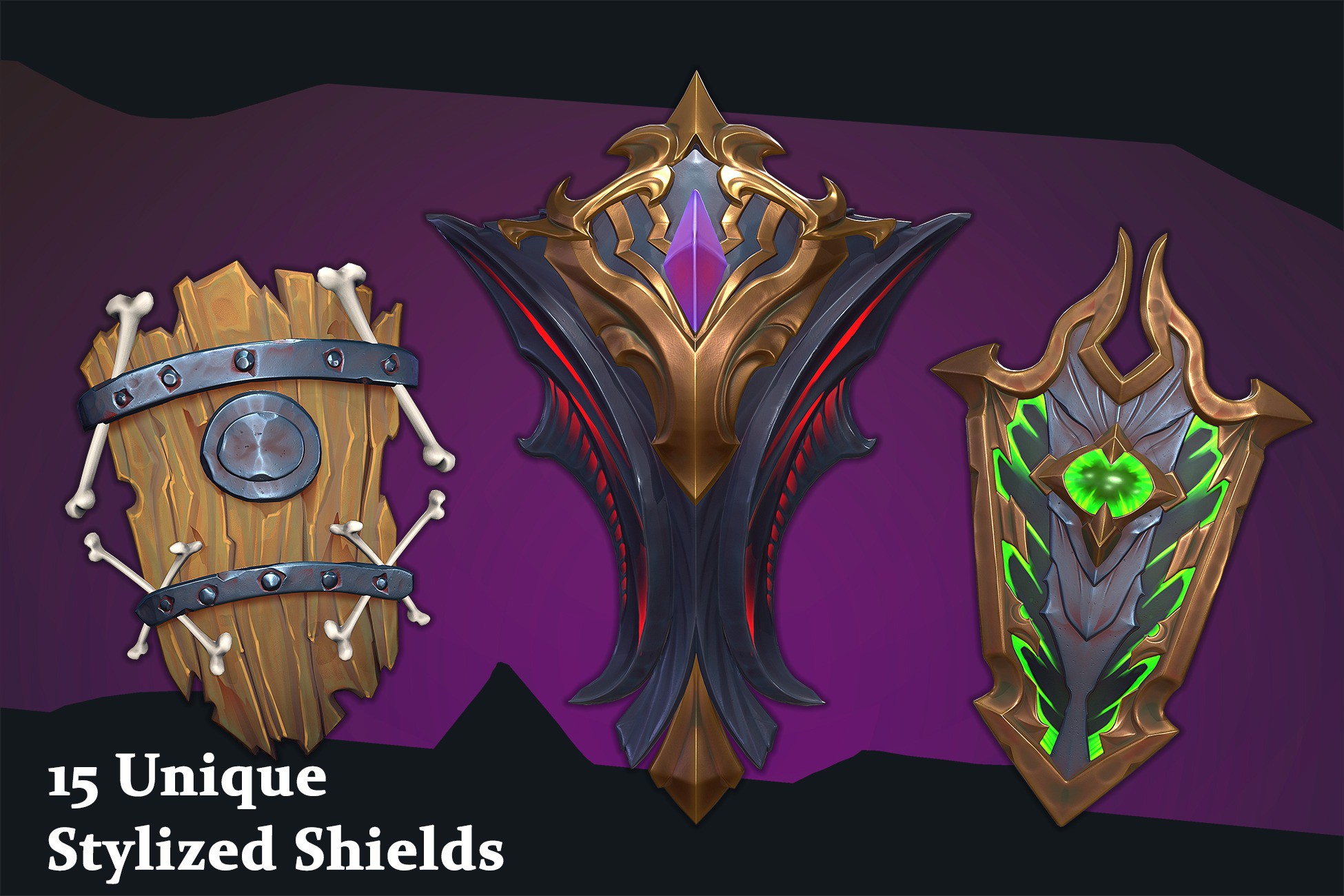 15 Stylized Shields | 3D Weapons | Unity Asset Store