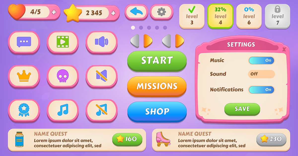 Pink GUI pack | 2D GUI | Unity Asset Store