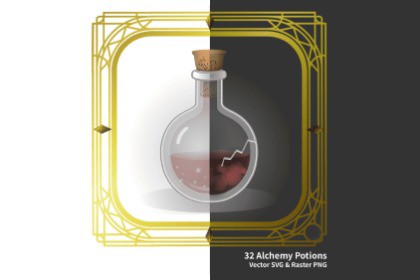 32 Alchemy Potions - Vector Icon Set