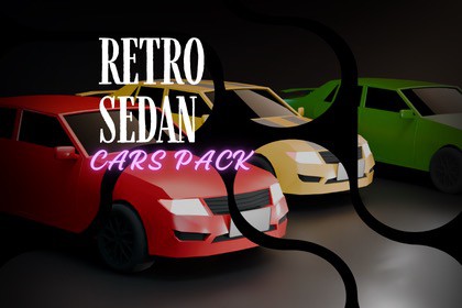 ANIMA PROXIMA — Low-poly RETRO SEDAN Cars pack (Vehicles)
