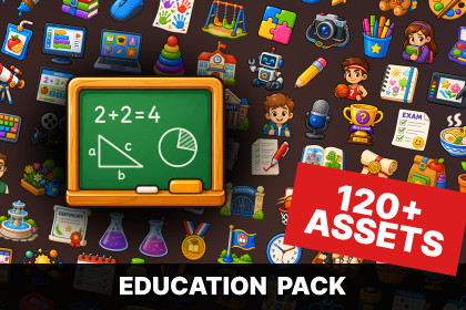 School Education Classroom Icons Pack for Kids Learning and Simulation Games