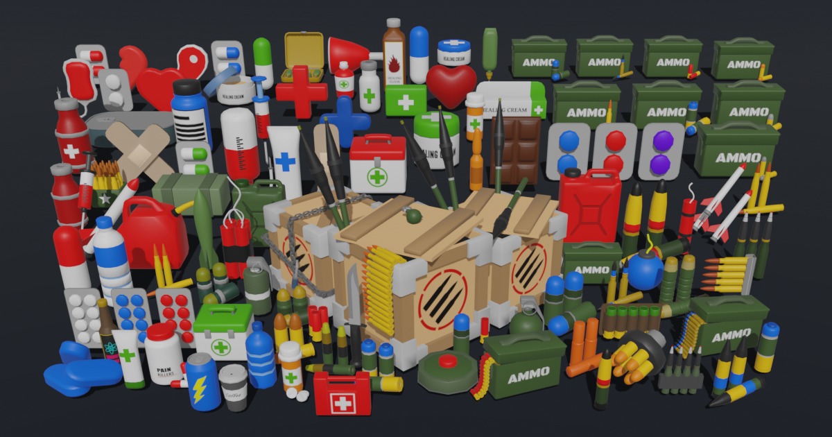 Unity Items Ammo and Health Items - LowPoly Asset Pack | 3D Props | Unity Asset Store