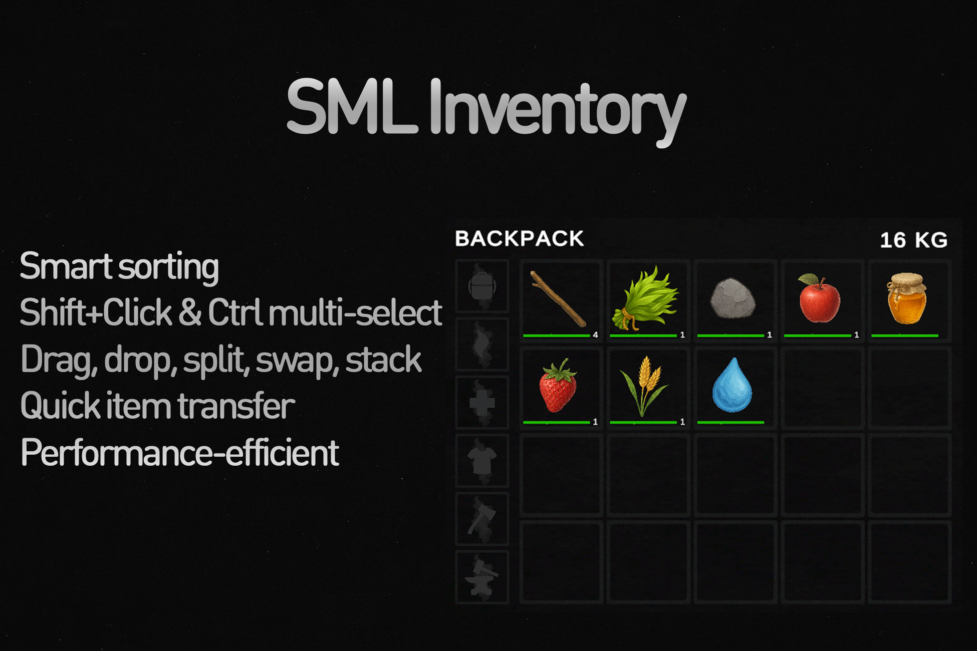 SML Inventory - Craft Combo, Sorting, Weight | GUI Tools | Unity Asset ...