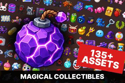 Fantasy Arcade Magic Power Ups Weapons Collectibles Icons Pack