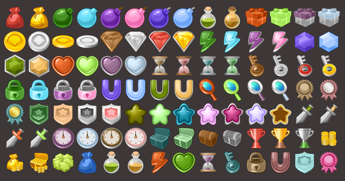 2000+ Cartoon GUI Icons | 2D 주변환경 | Unity Asset Store