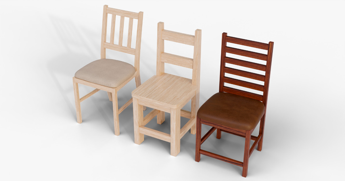 Cushioned & Wooden Chair Pack 7 | 3D Furniture | Unity Asset Store