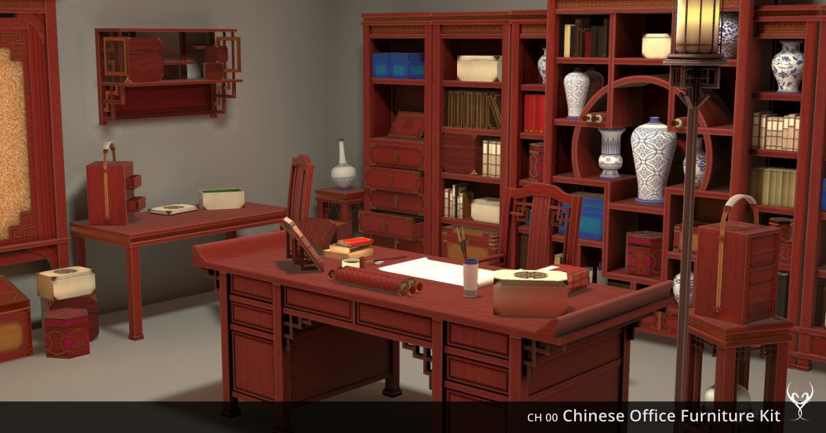 Ch 00 Chinese Office Furniture Kit 3D Furniture Unity Asset Store