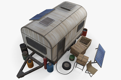 Post-Apocalyptic Survival Caravan Trailer