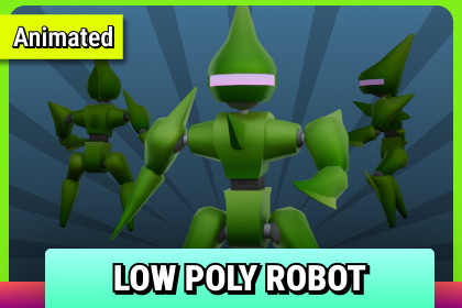 R4 Animated Low Poly Robot - Stylized Sci-Fi Character