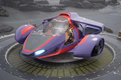 Cyberpunk Flying Car (with interior)