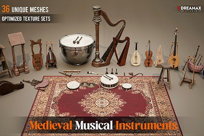 Medieval Musical Instruments - Lutes, Harps, Drums & Fantasy Bardic Props